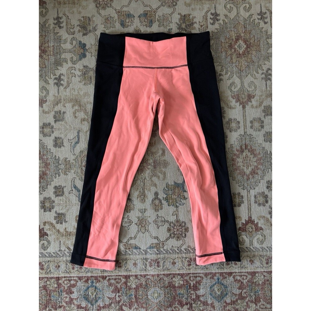 Lululemon Black Orange Capri Leggings Size 6